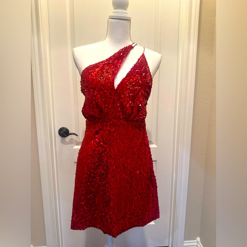 Zara * red velvet sequin dress size medium